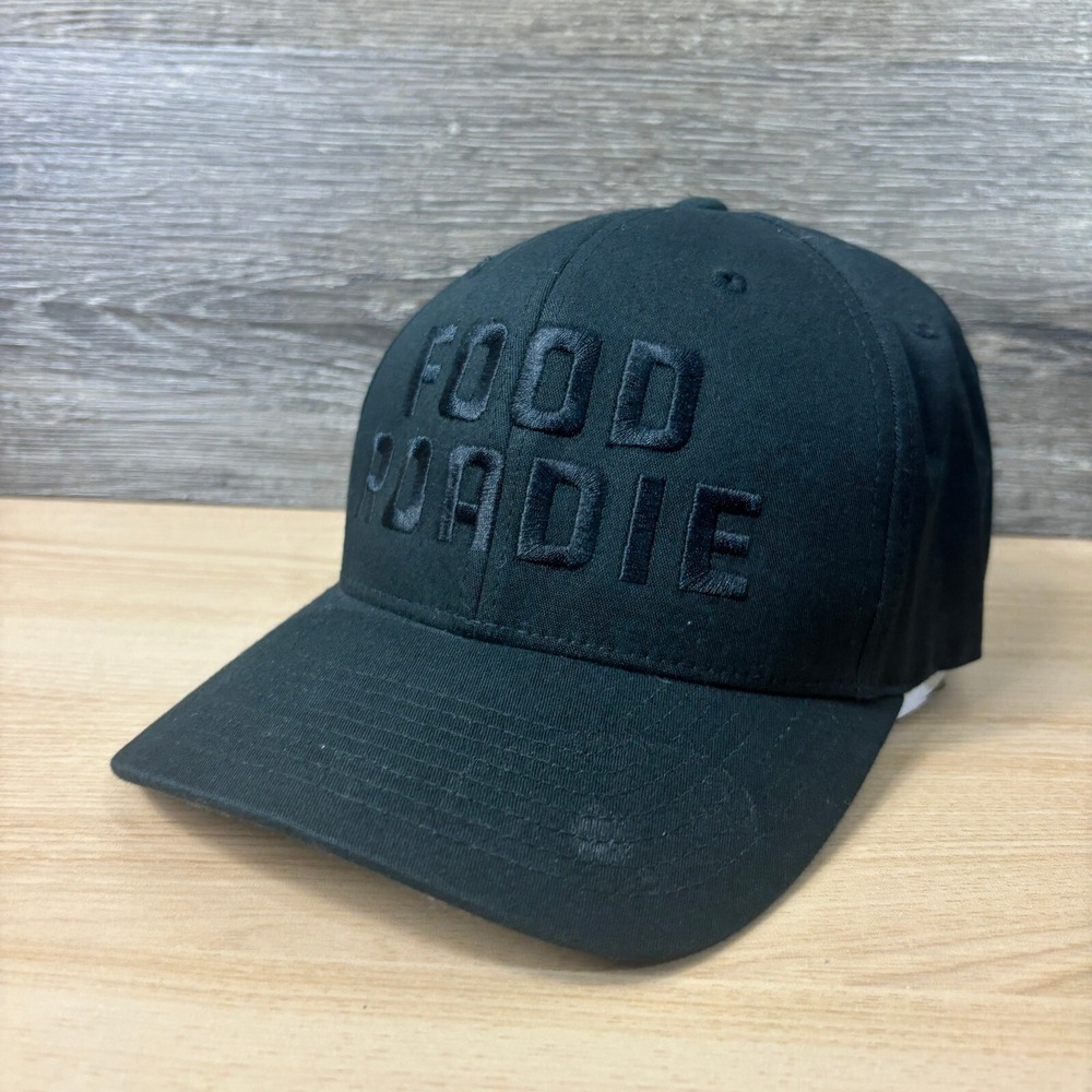 Food Roadie Hat‎ Cap Fitted Mens L-XL Black Embroidered Logo Flexfit